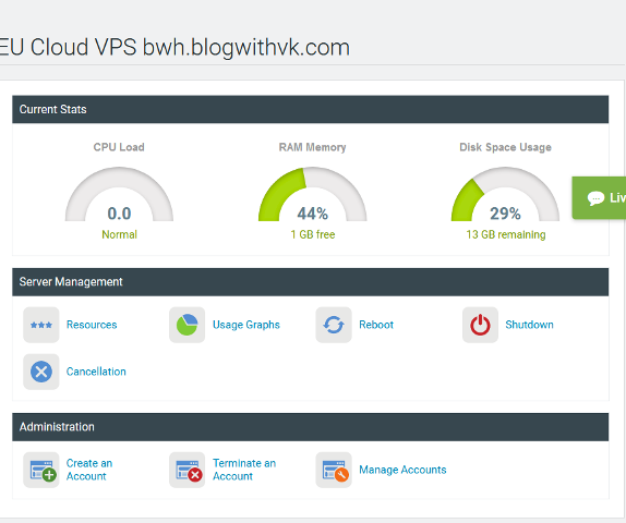 cloud vps control panel