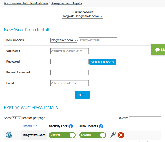 1 click WordPress Installer