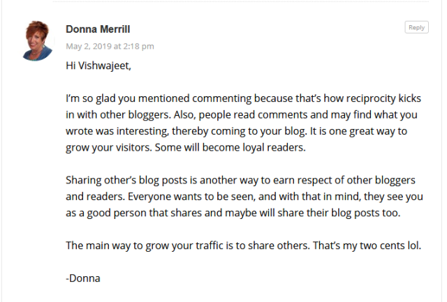 Donna's Blog Comments