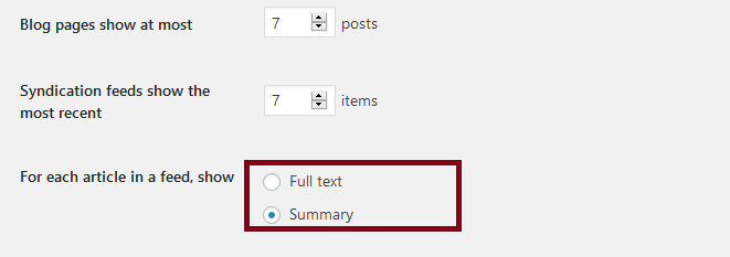 Feed Setting in WordPress